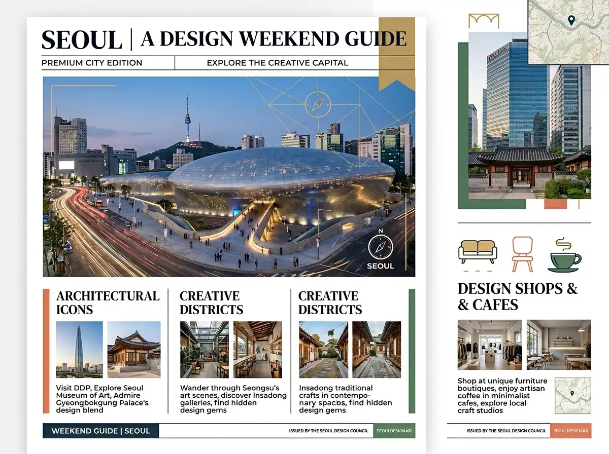 A grounded urban guide poster with structured local details and a clean, easy-to-read layout.