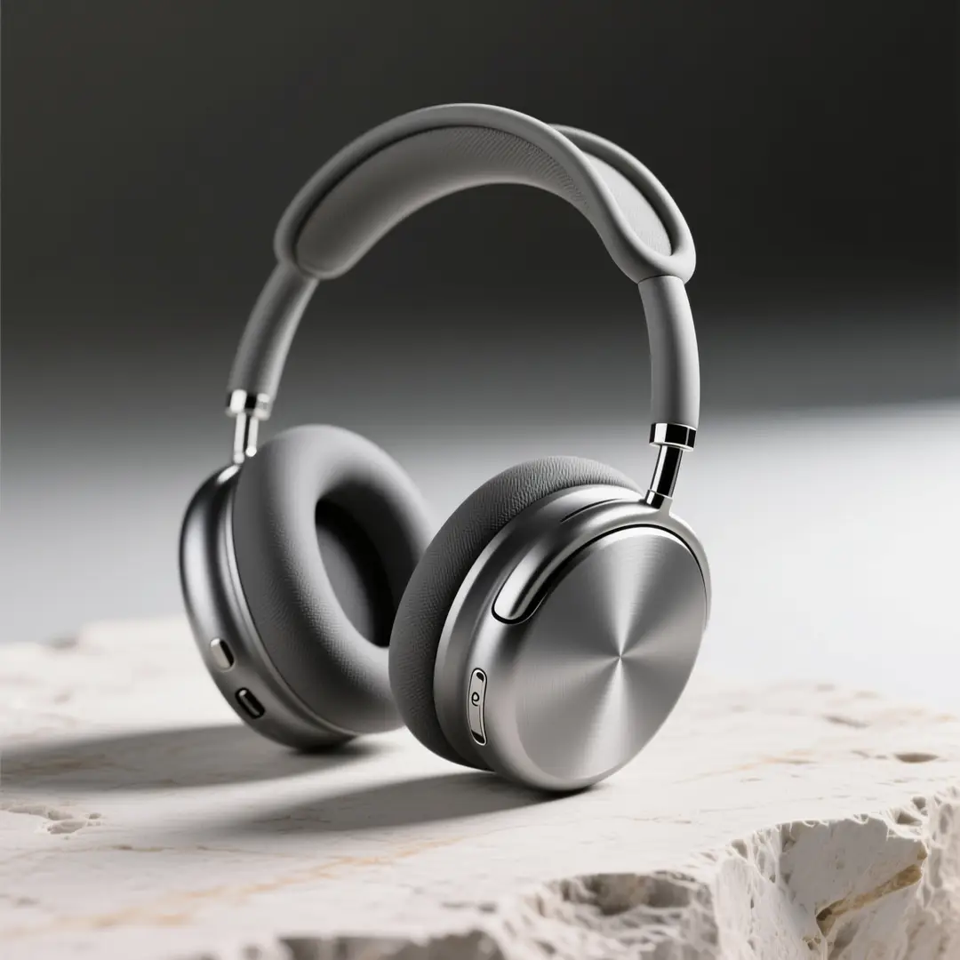 A minimal premium headphones product hero shot with intentional material choices and a refined color palette.