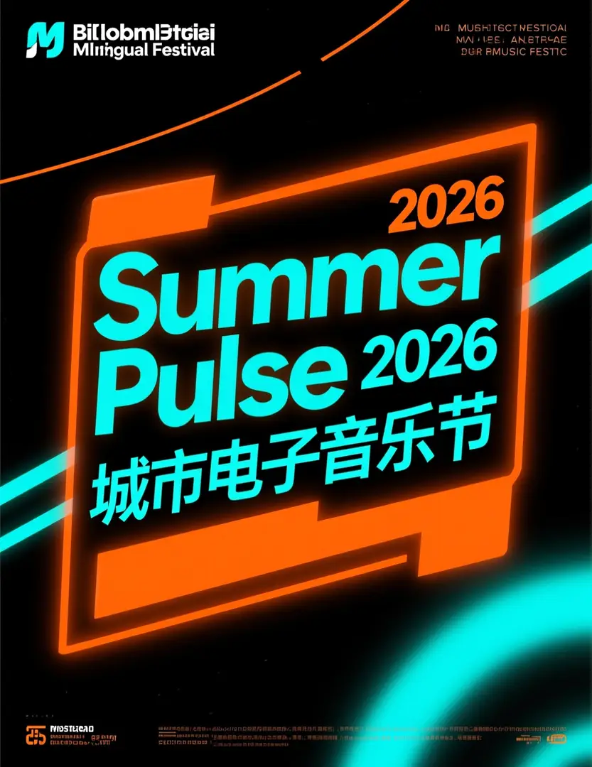 A modern bilingual music festival poster featuring a bold "Summer Pulse 2026" headline and prominent Chinese supporting text.